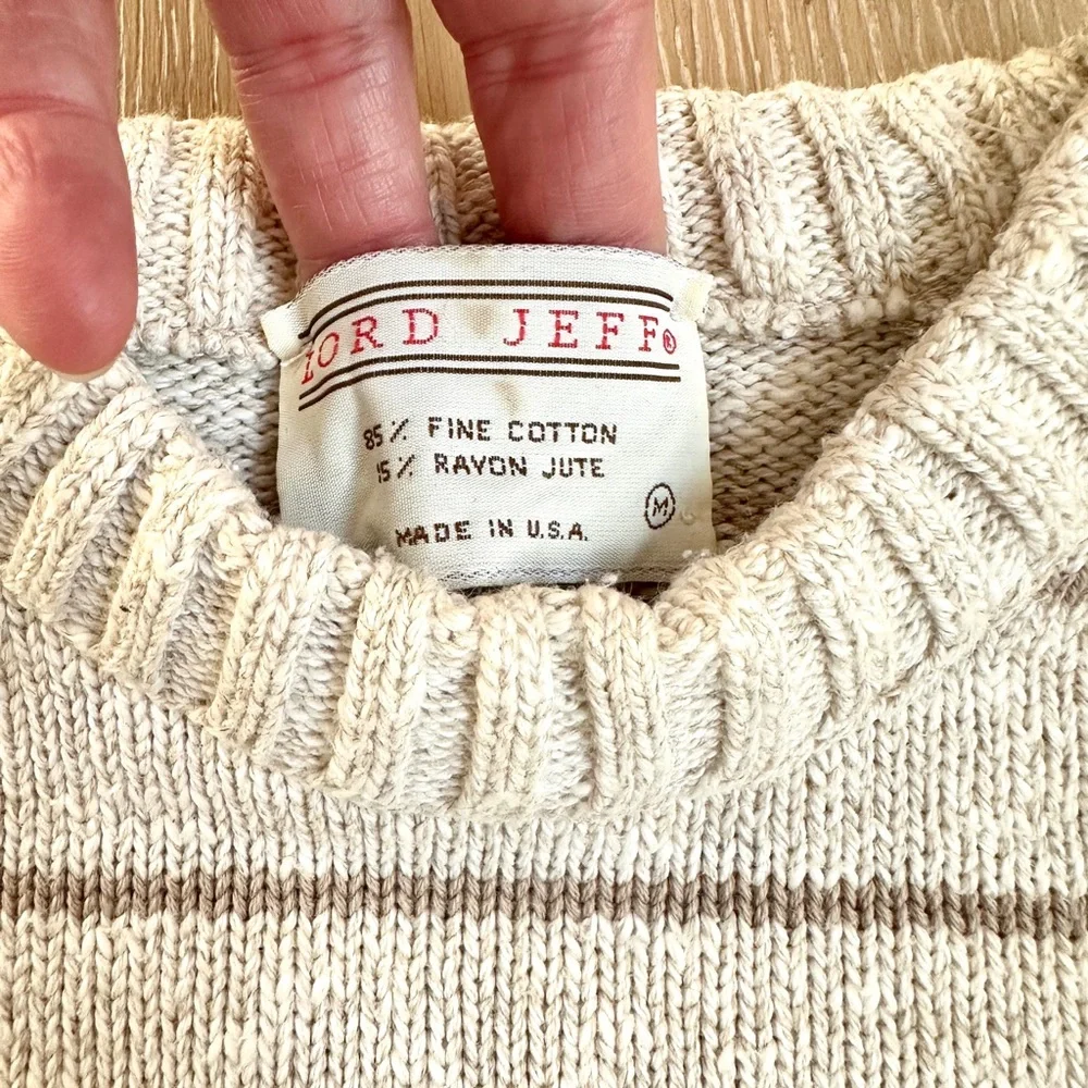 Vintage 80s Lord Jeff crewneck pullover striped Men sweater made in the USA Med - Picture 4 of 6